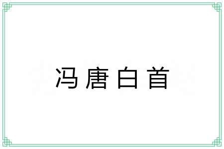 冯唐白首 冯唐白首