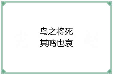 鸟之将死其鸣也哀